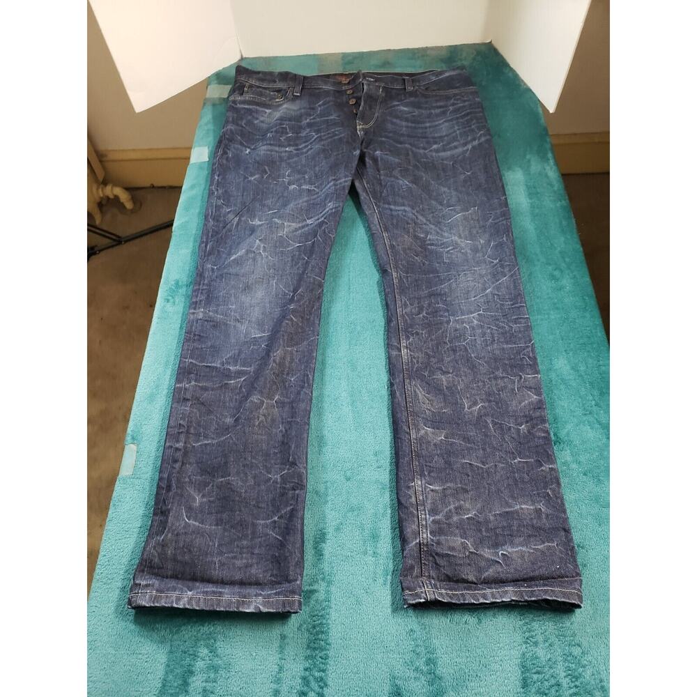 Salsa Jeans Sz 40x34 Mens Blue Pants Stretch Mid Rise Denim Navarro Straight